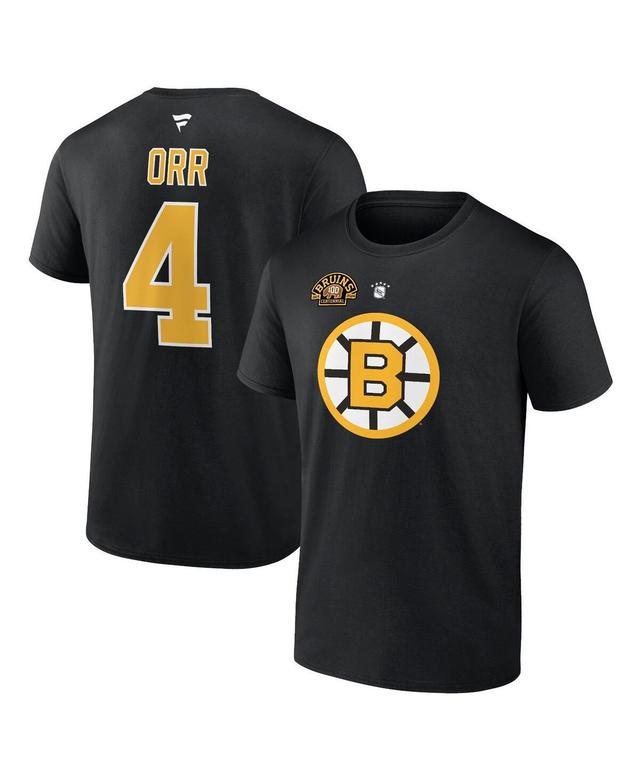 Mens Fanatics Bobby Orr Black Boston Bruins Centennial Authentic Stack Retired Player Name and Number T-shirt Product Image