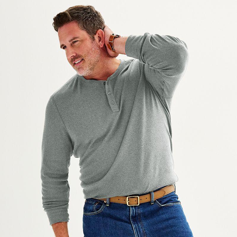 Big & Tall Apt. 9 Premier Flex Henley, Mens Grey Jaspe Product Image