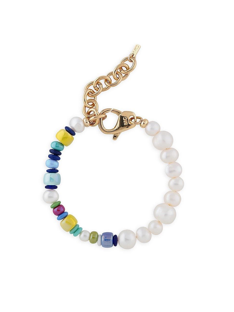 Womens Muse 14K-Gold-Plated, Glass, & Freshwater Pearl Beaded Bracelet Product Image