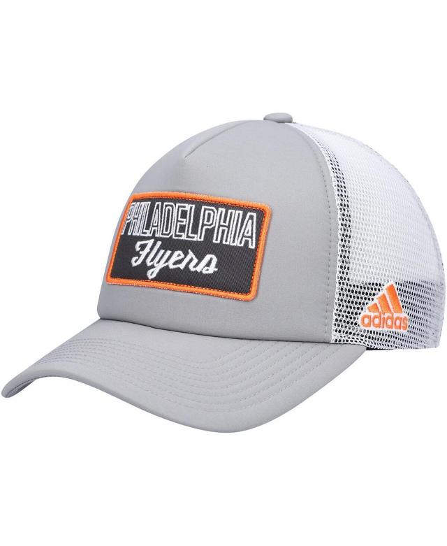 Mens adidas Gray/White Philadelphia Flyers Locker Room Foam Trucker Snapback Hat Product Image