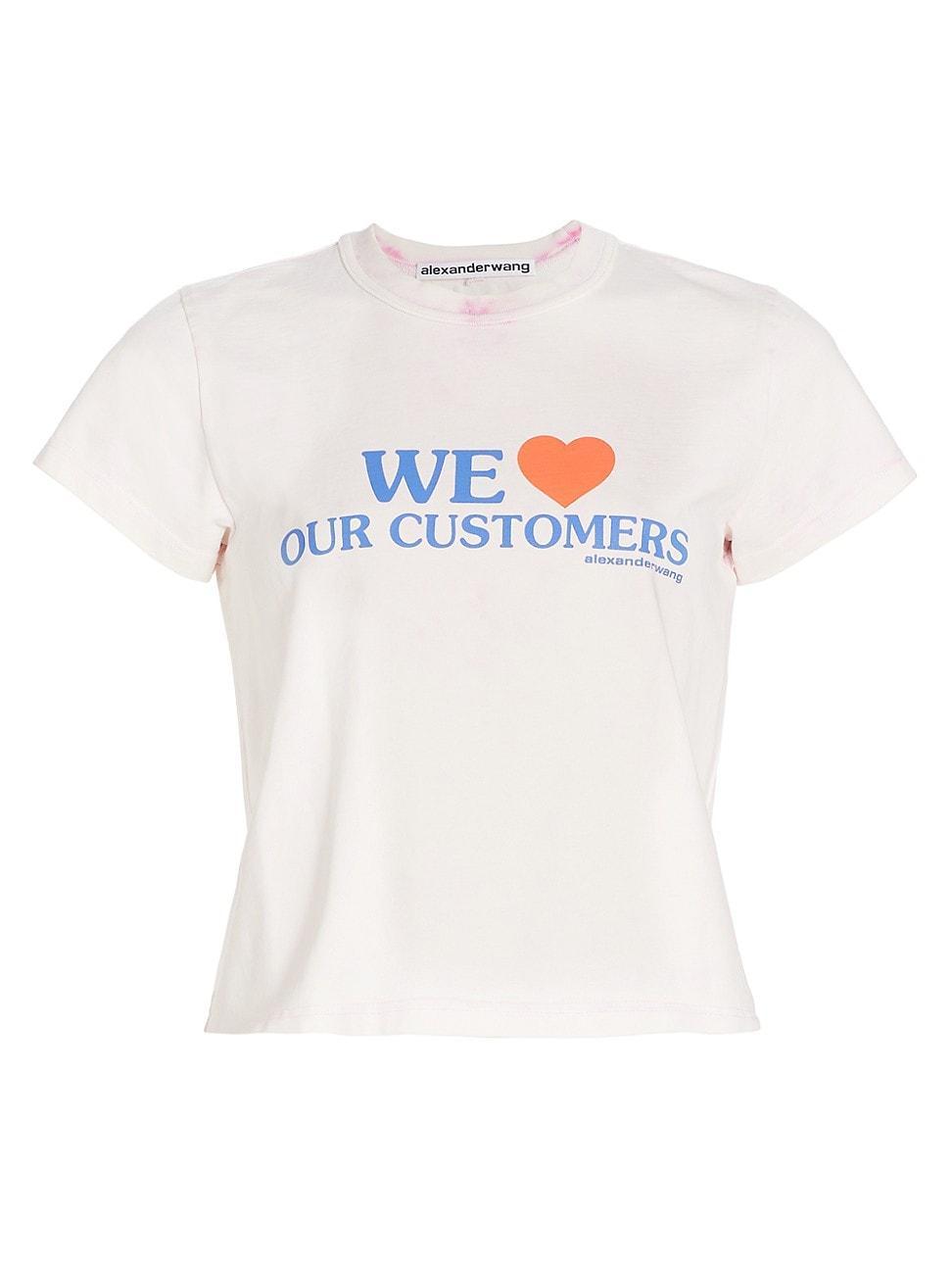 Womens We Love Our Customers Shrunken T-Shirt Product Image