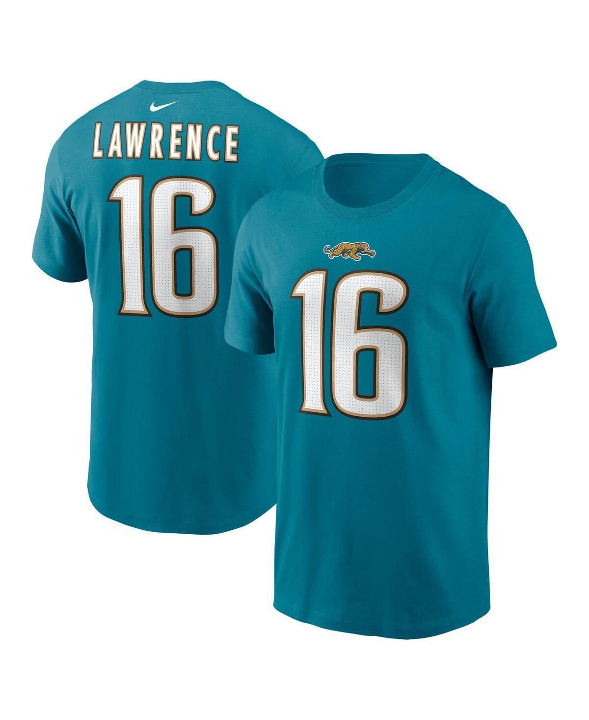 Mens Nike Trevor Lawrence Teal Jacksonville Jaguars Throwback Name & Number T-Shirt Product Image