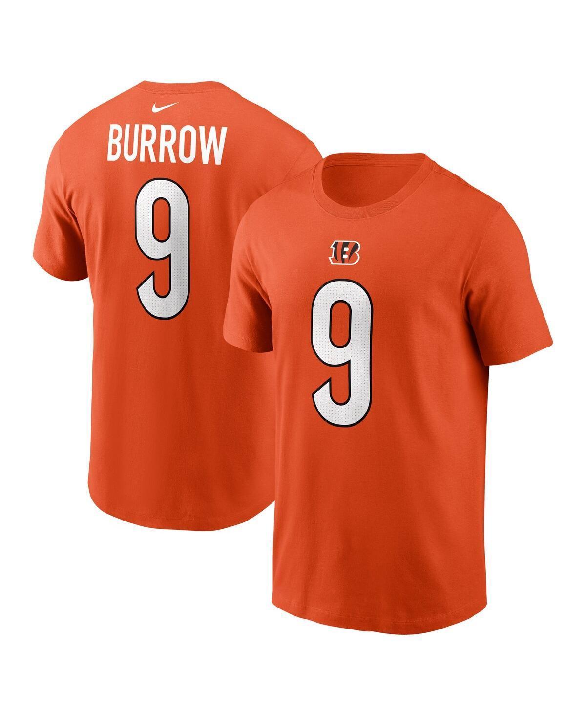 Mens Nike Joe Burrow Orange Cincinnati Bengals Player Name and Number T-shirt Product Image