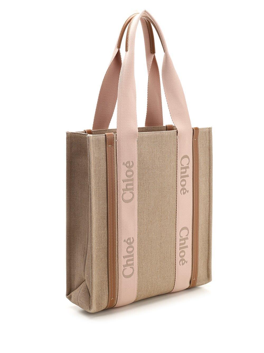 Woody Medium Tote Bag In Beige Product Image