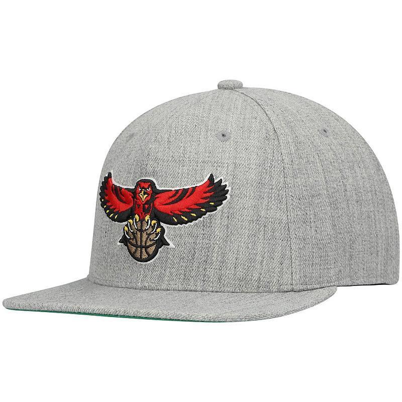 Mens Mitchell & Ness Heathered Gray Atlanta Hawks Hardwood Classics Team 2.0 Snapback Hat Product Image