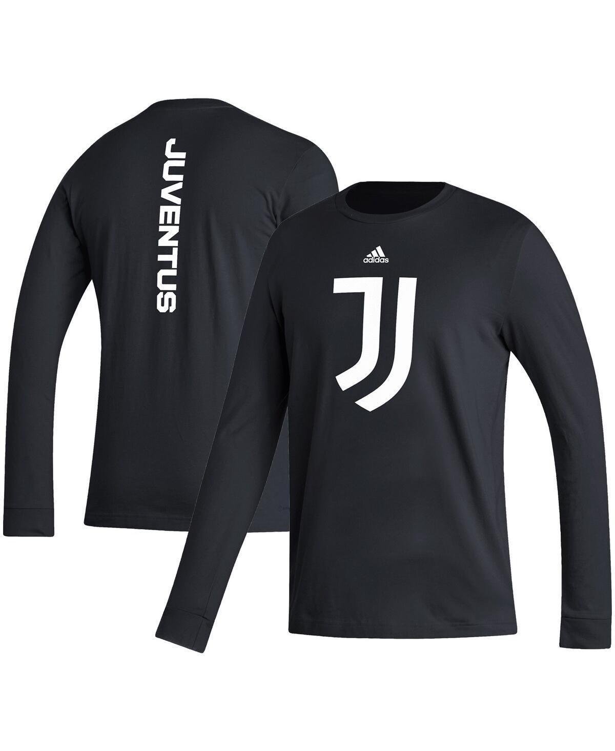 Mens adidas Black Juventus Vertical Wordmark Long Sleeve T-Shirt Product Image