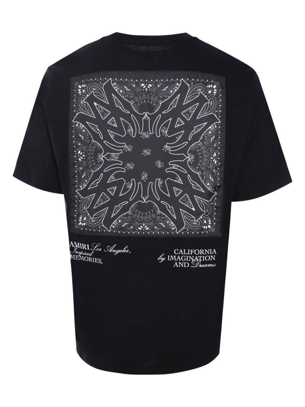 Bandana-appliqué Cotton T-shirt In 黑色 Product Image