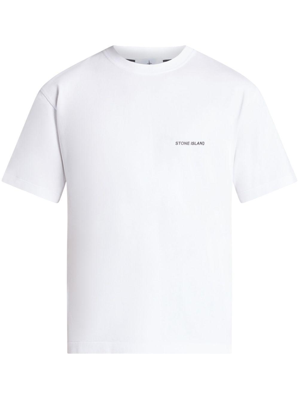 STONE ISLAND Mens White Brand-print Boxy-fit Cotton-jersey T-shirt Product Image