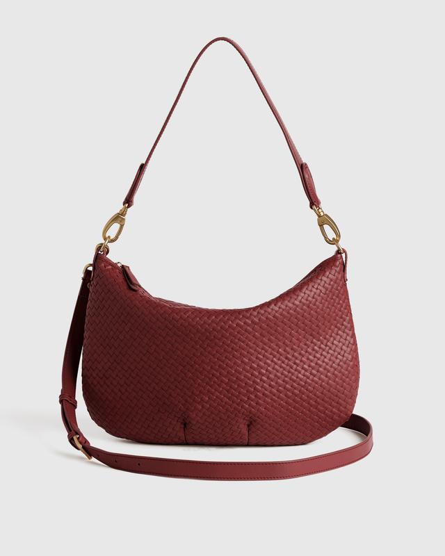 Italian Leather Convertible Crescent Handwoven Shoulder Bag Product Image