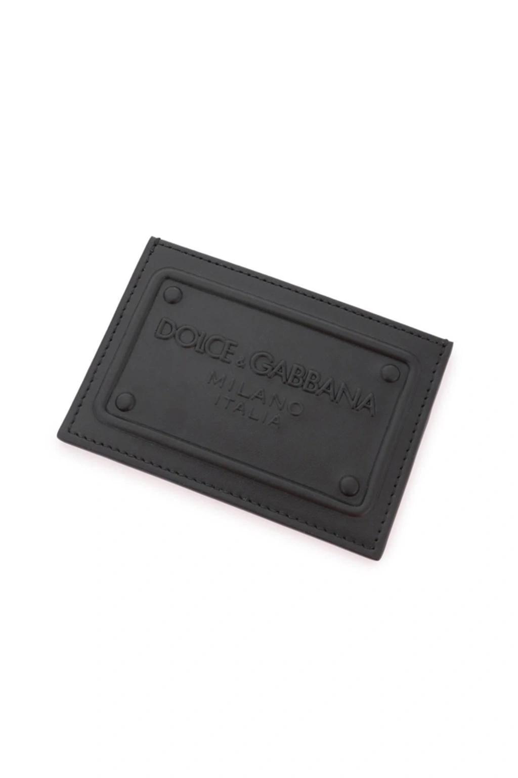 Embossed Logo Leather Cardholder In Black Product Image