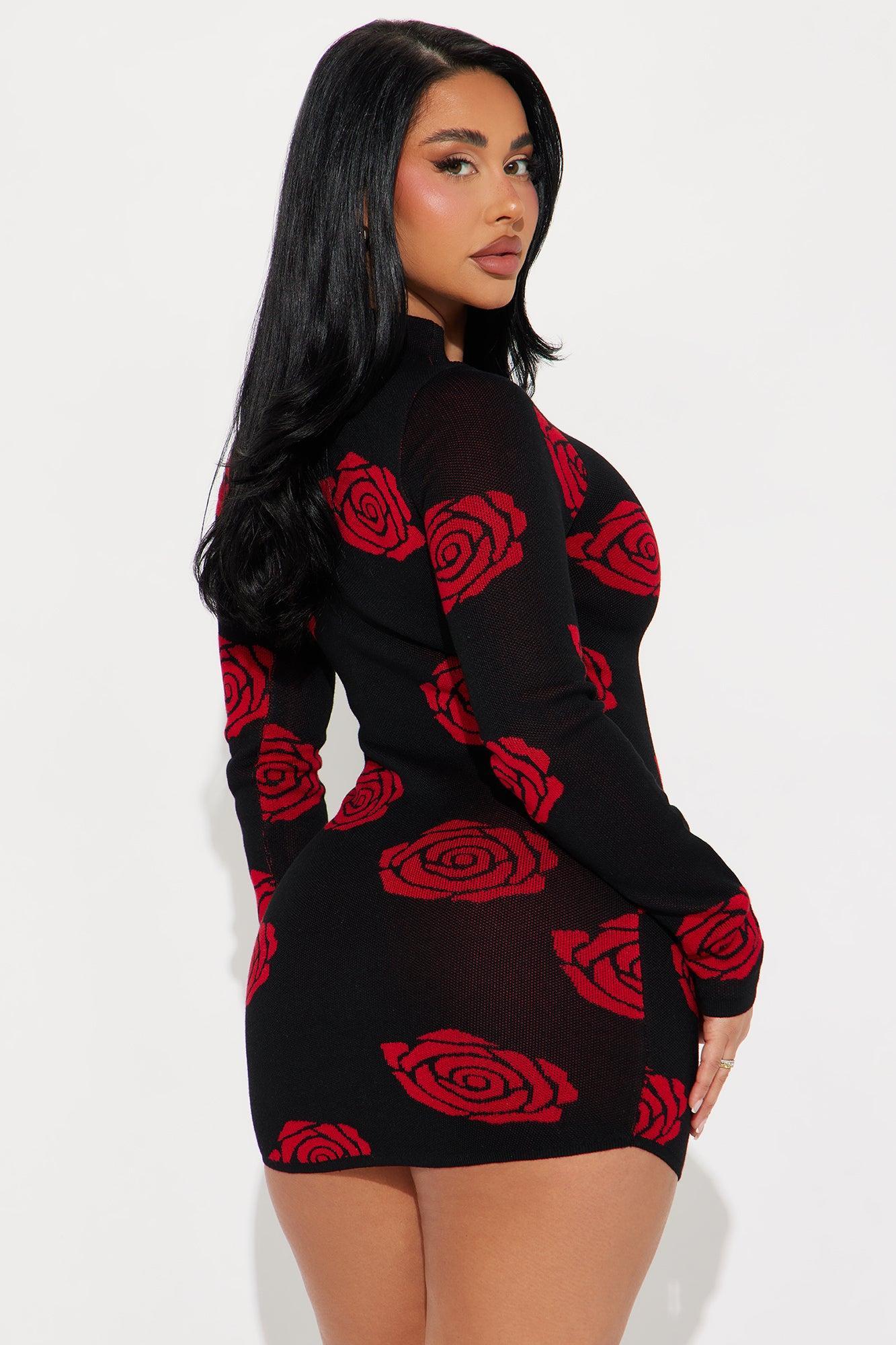 Julianna Sweater Mini Dress - Red/combo Product Image