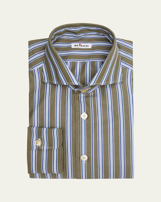 Mens Cotton Multi-Stripe Dress Shirt Product Image