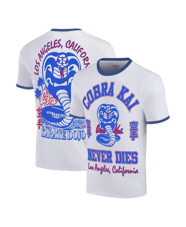 Ripple Junction Mens White Cobra Kai Los Angeles Baseball Ringer T-Shirt Product Image