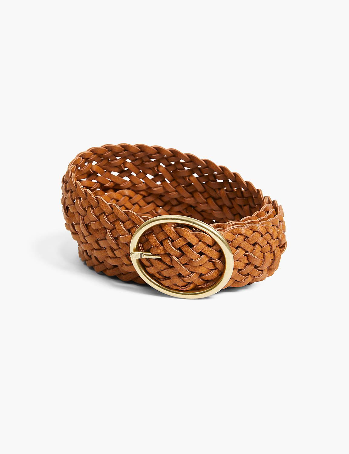 Braided Faux-Leather Oval Ring Belt Product Image