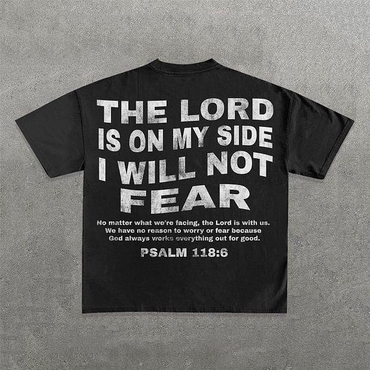 Vintage The Lord Is On My Side I Will Not Fear Graphic Cotton T-Shirt Product Image