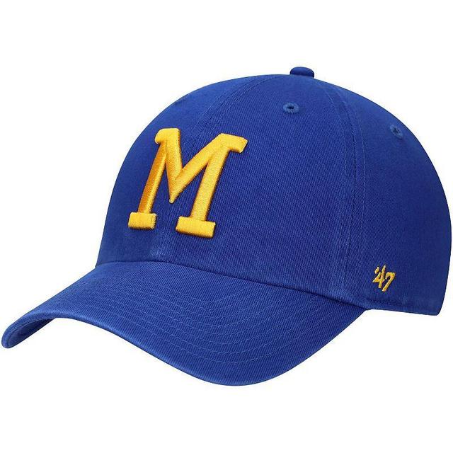 Mens 47 Royal Milwaukee Brewers 1970 Logo Cooperstown Collection Clean Up Adjustable Hat Product Image