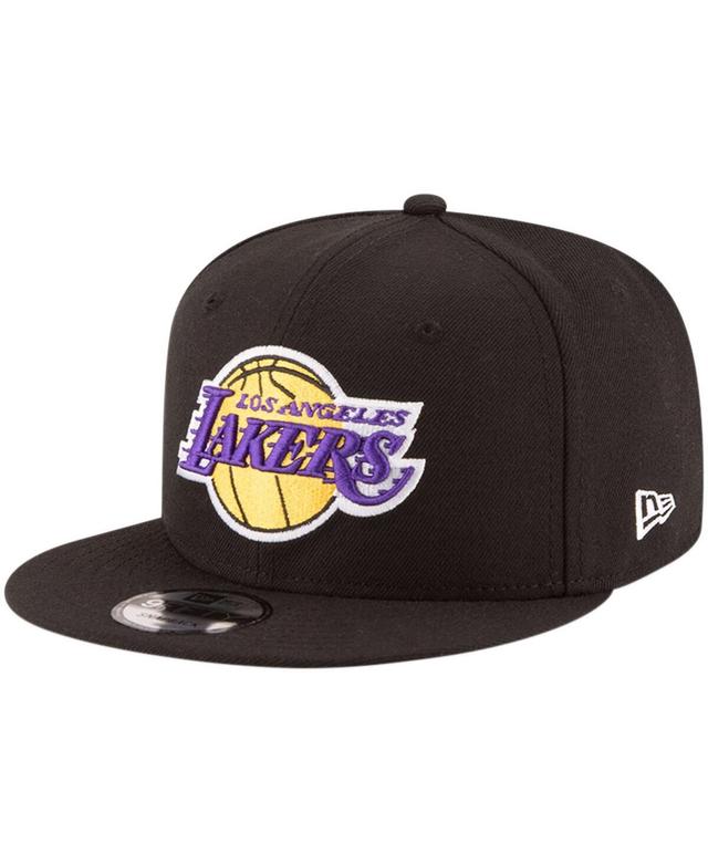 Mens New Era Black Los Angeles Lakers Official Team Color 9FIFTY Adjustable Snapback Hat Product Image