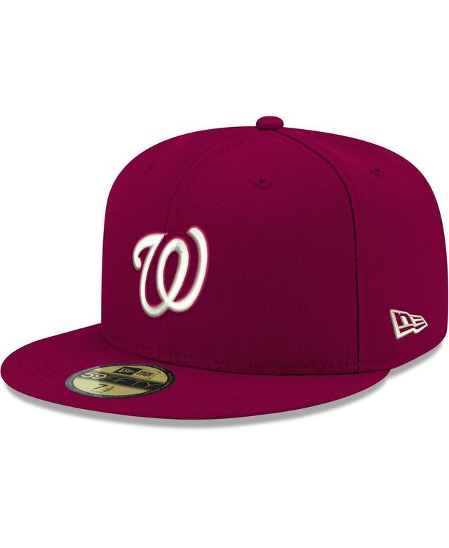 Mens New Era Cardinal Washington Nationals White Logo 59FIFTY Fitted Hat Product Image