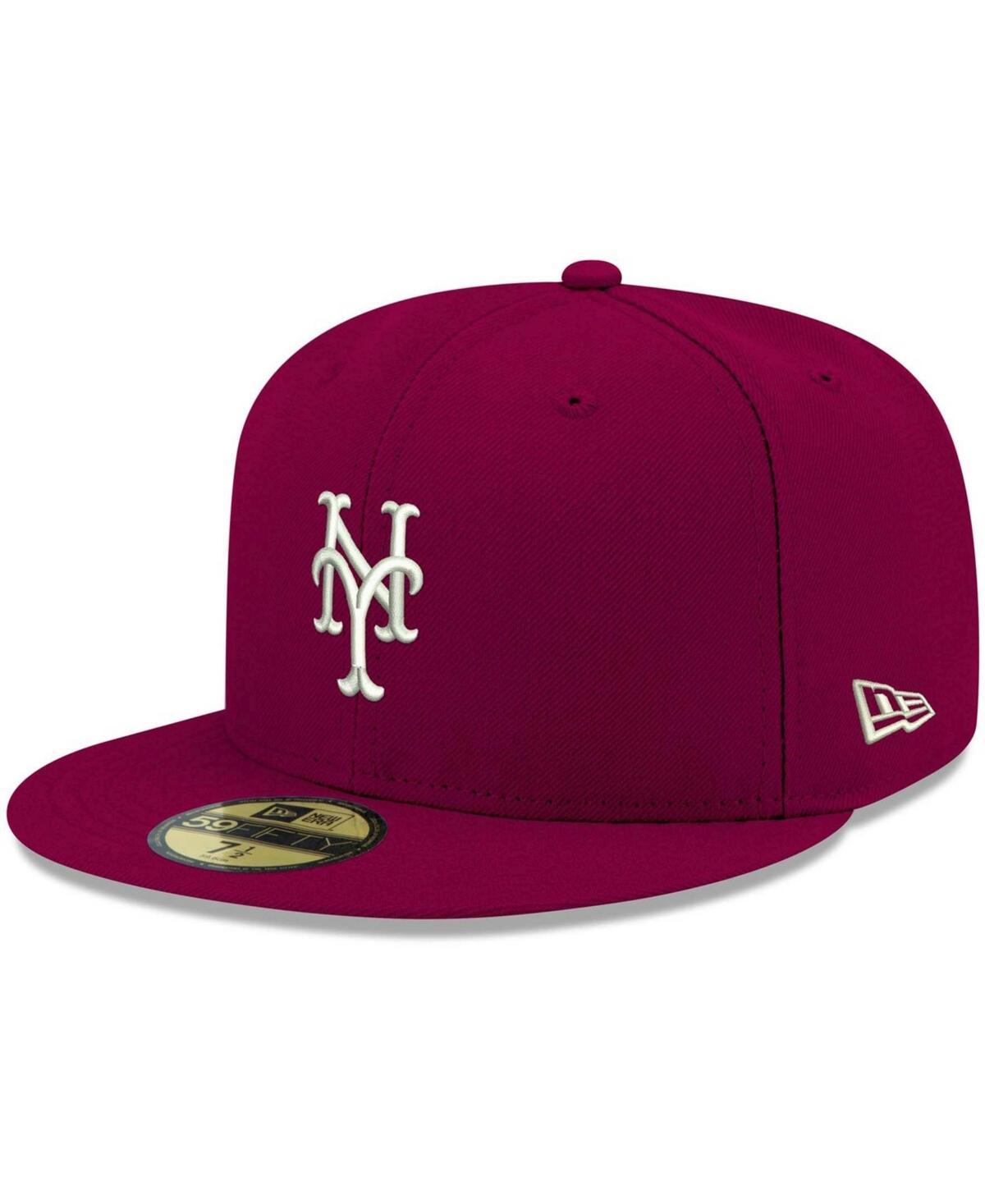 Mens Cardinal New York Mets Logo White 59FIFTY Fitted Hat Product Image