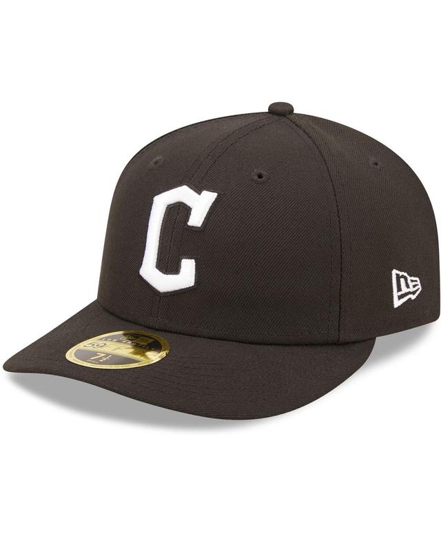 Mens New Era Cleveland Guardians Black and White Low Profile 59FIFTY Fitted Hat Product Image