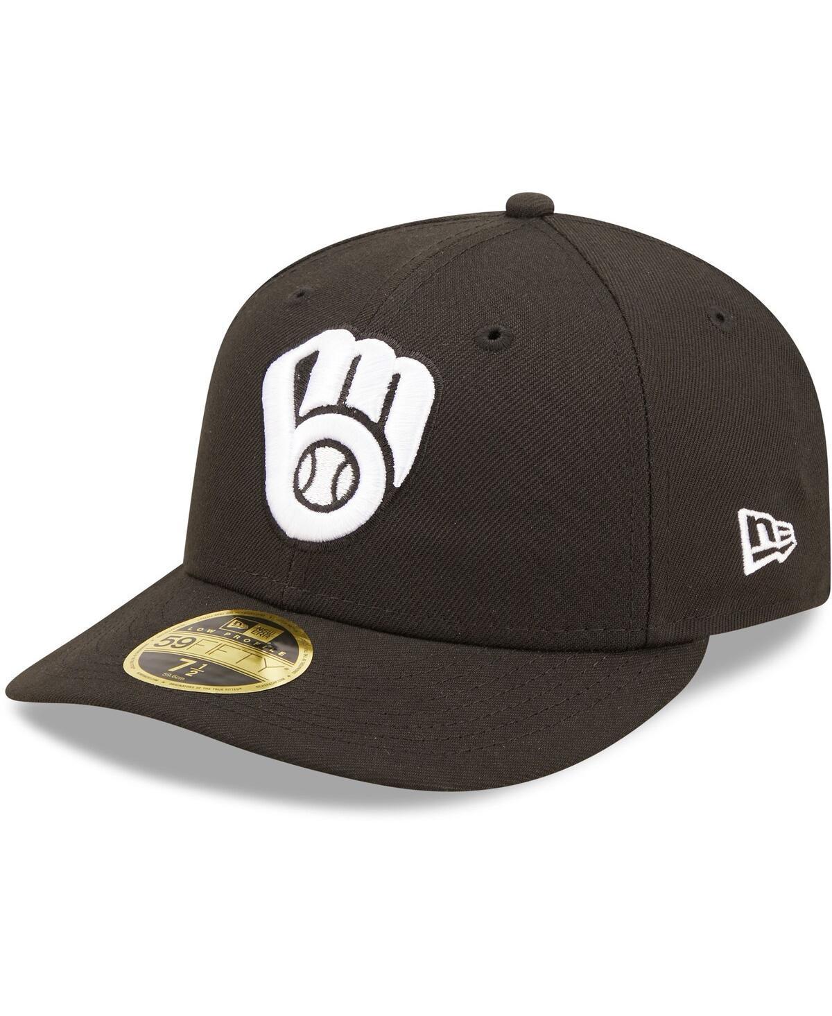 Mens New Era Milwaukee Brewers Black & White Low Profile 59FIFTY Fitted Hat Product Image