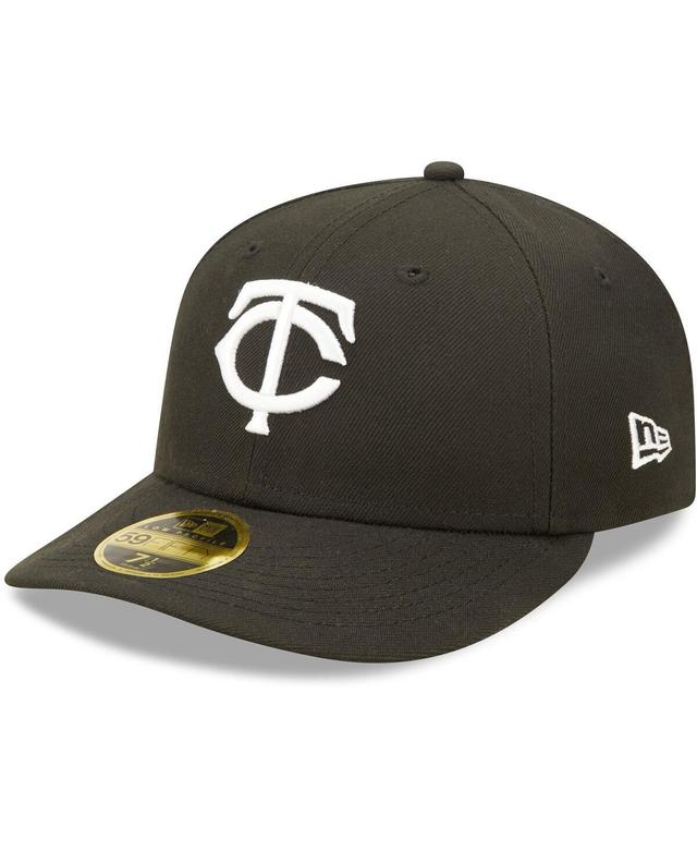 Mens New Era Minnesota Twins Black and White Low Profile 59FIFTY Fitted Hat - Black Product Image