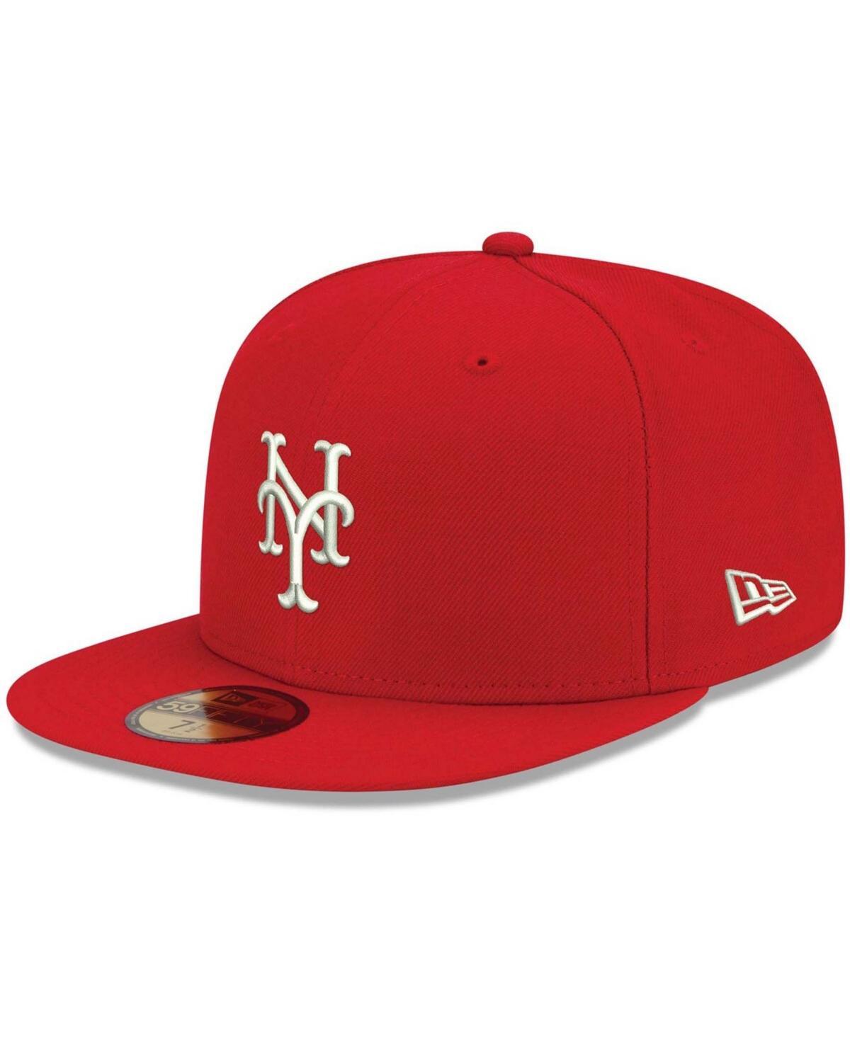 Mens New Era New York Mets White Logo 59FIFTY Fitted Hat Product Image