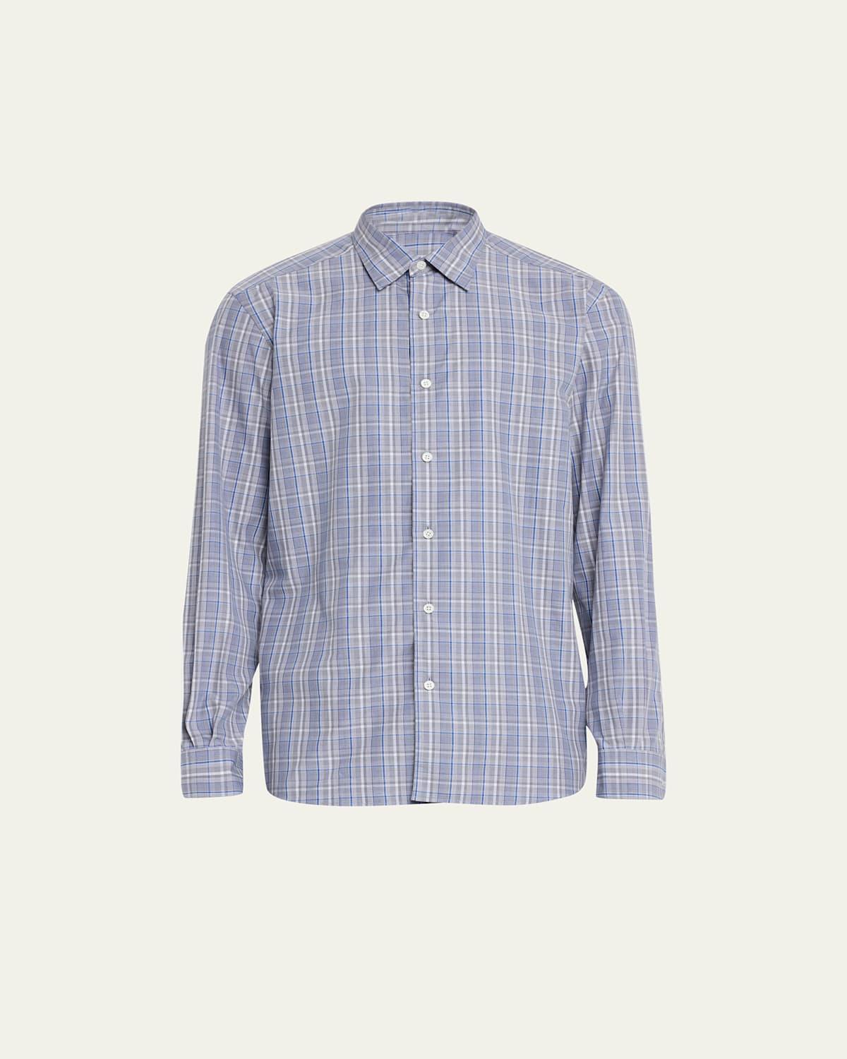 Mens Cotton-Linen Plaid Sport Shirt Product Image