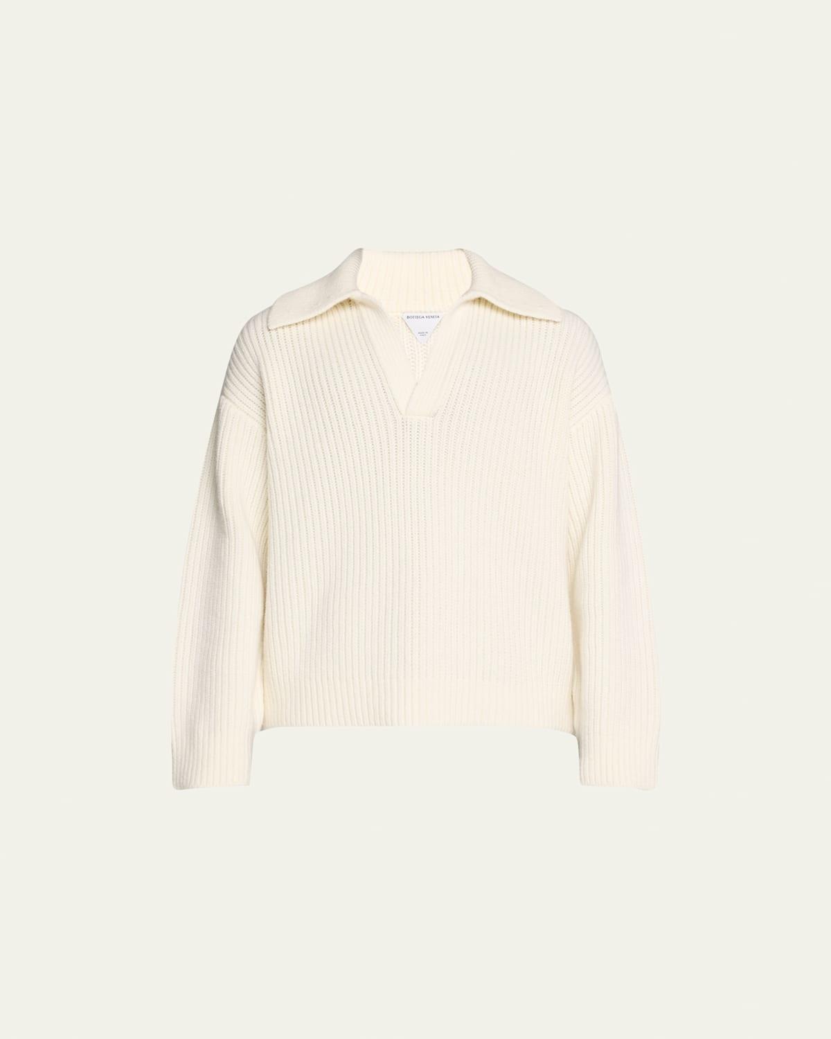 Mens Ribbed V Sailor-Collar Sweater Product Image