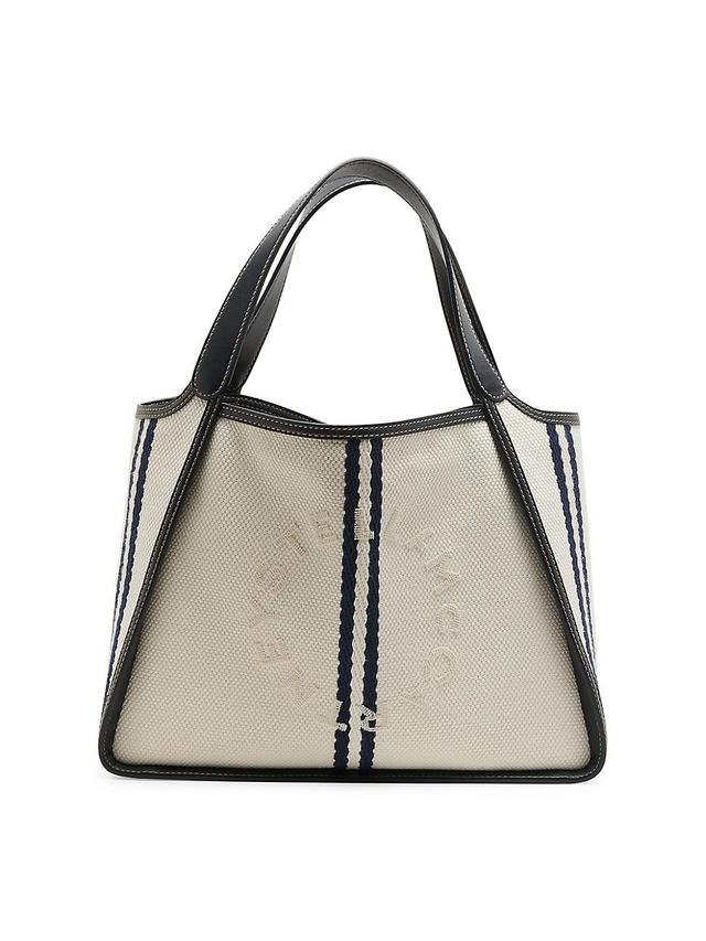 Womens Striped Canvas Logo Tote Bag Product Image