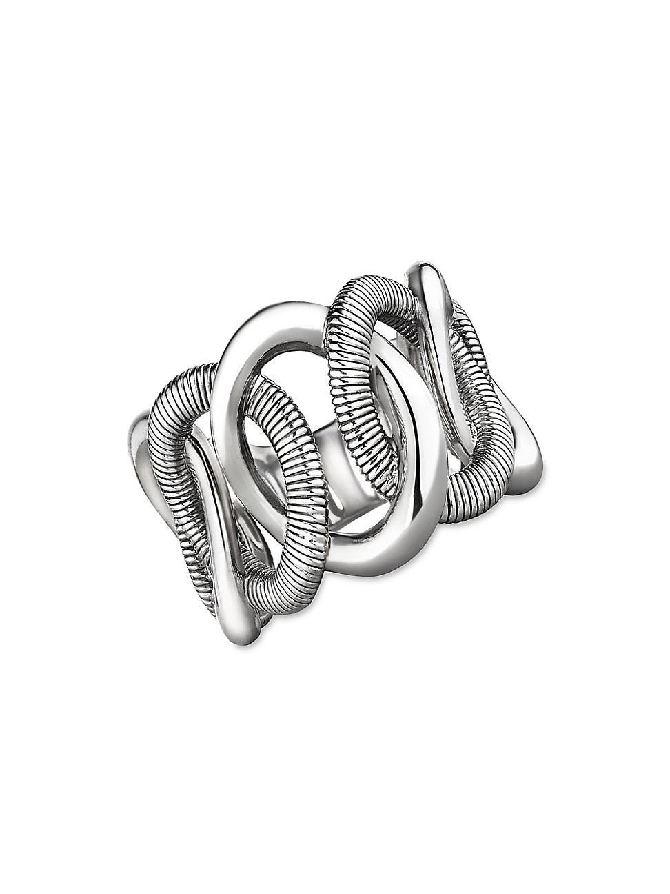 Womens Eternity Sterling Silver Interlocking-Link Ring Product Image