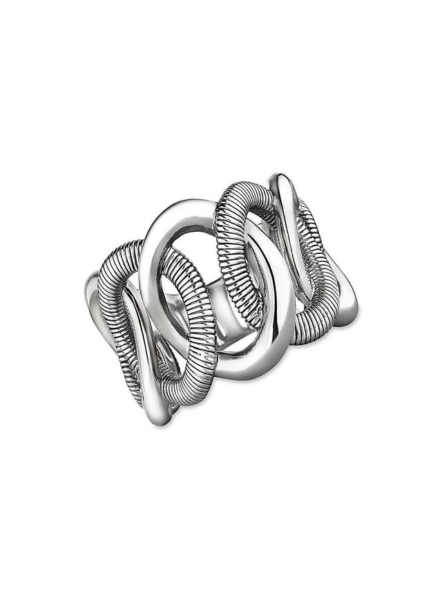 Womens Eternity Sterling Silver Interlocking-Link Ring Product Image