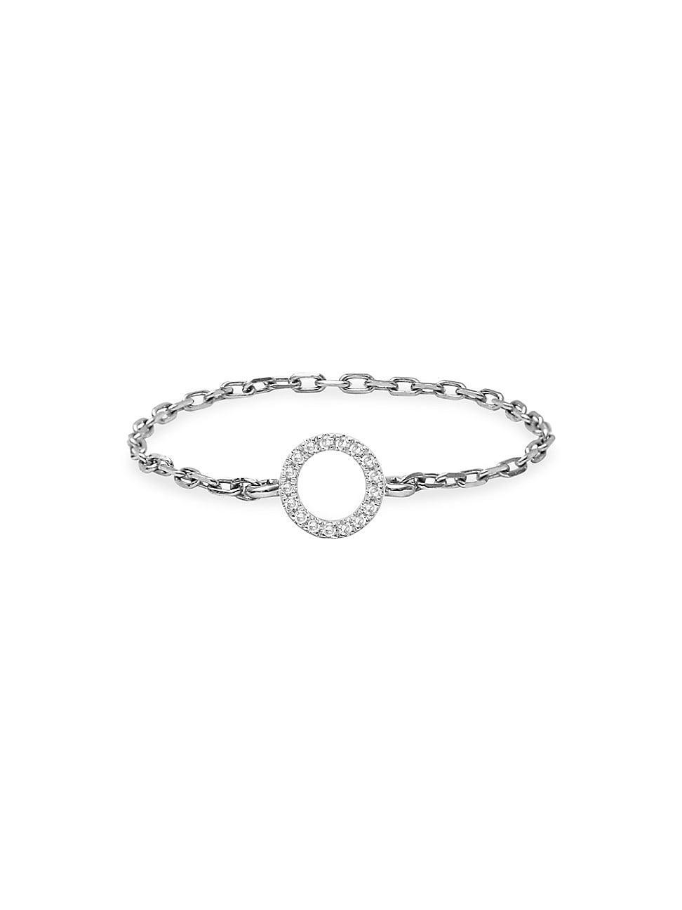 Womens Magic Touch 18K White Gold & Diamond Circle Chain Ring Product Image