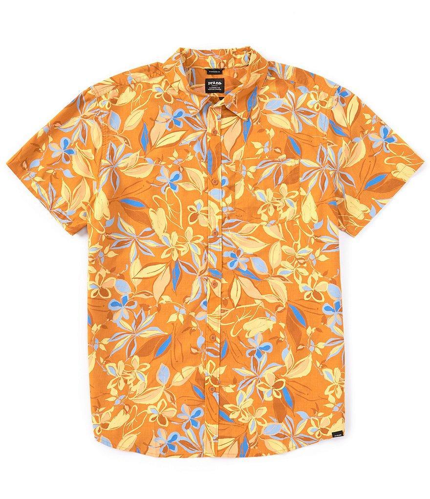 prAna Stimmersee Ochre Star Floral Short Sleeve Woven Shirt Product Image