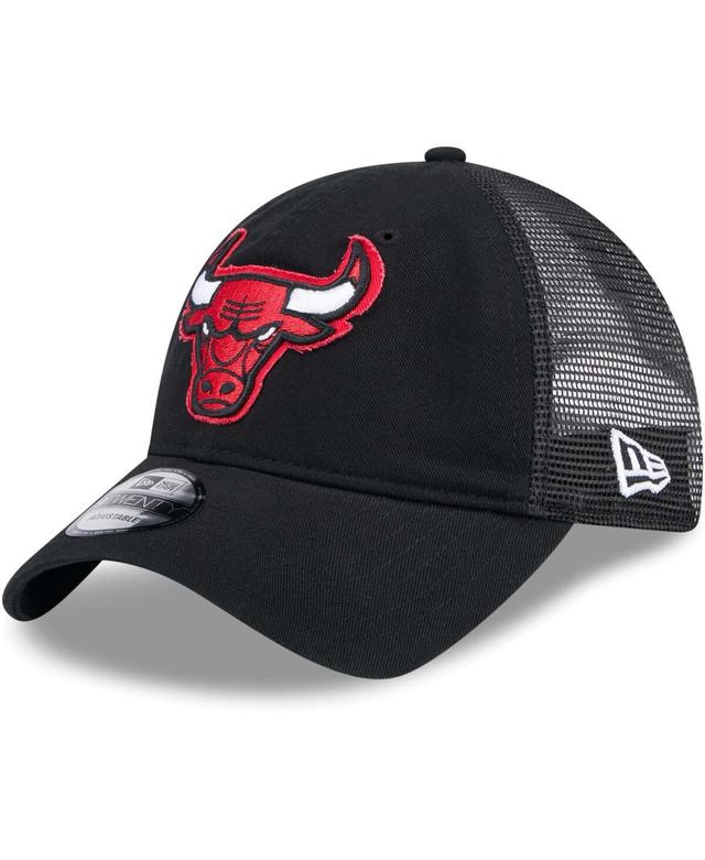 Mens New Era Chicago Bulls Rough Edge Logo Trucker 9TWENTY Adjustable Hat Product Image