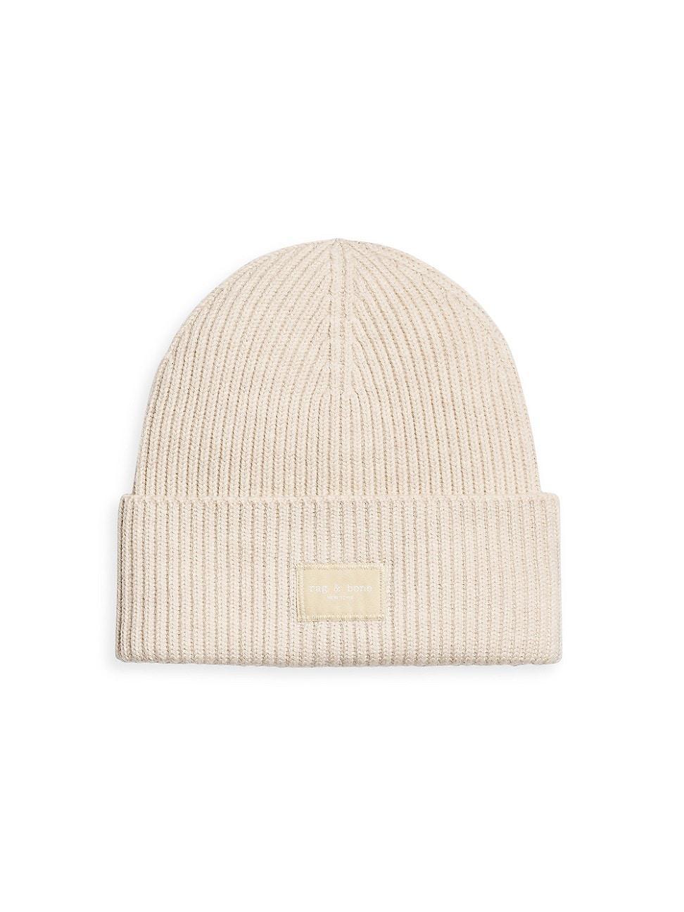 rag & bone Blake Logo Patch Wool Blend Rib Beanie Product Image