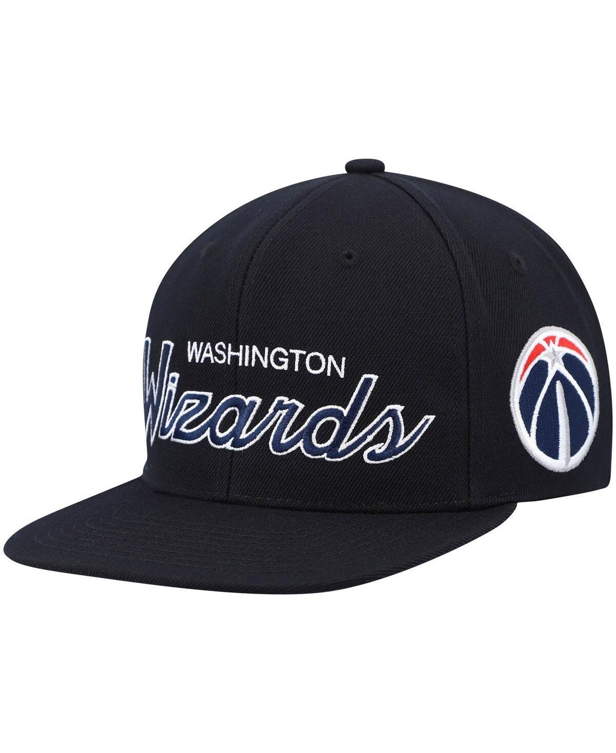 Mens Mitchell & Ness Black Washington Wizards Hardwood Classics Script 2.0 Snapback Hat Product Image