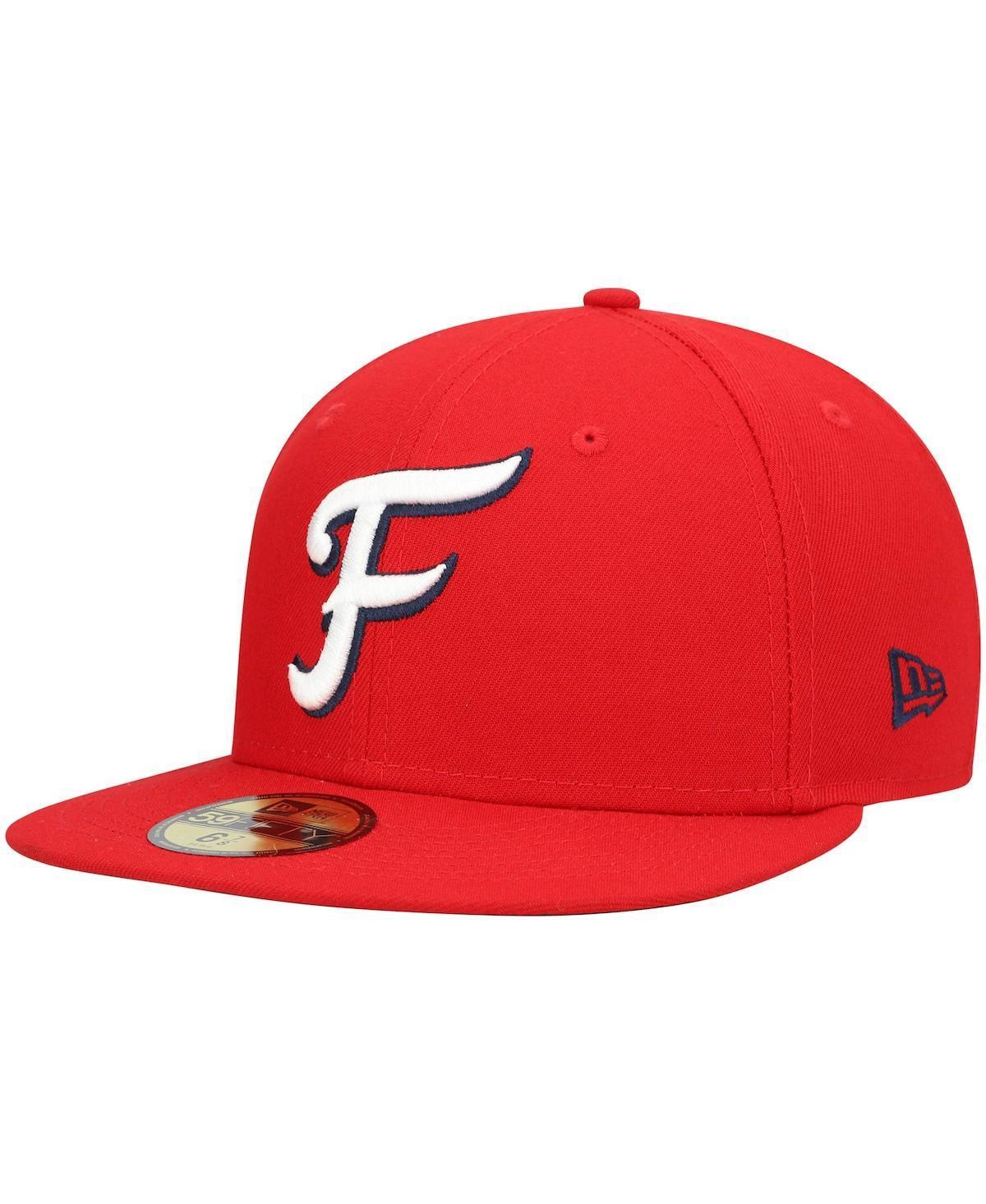 Mens New Era Red Fredericksburg Nationals Home Authentic Collection 59FIFTY Fitted Hat Product Image