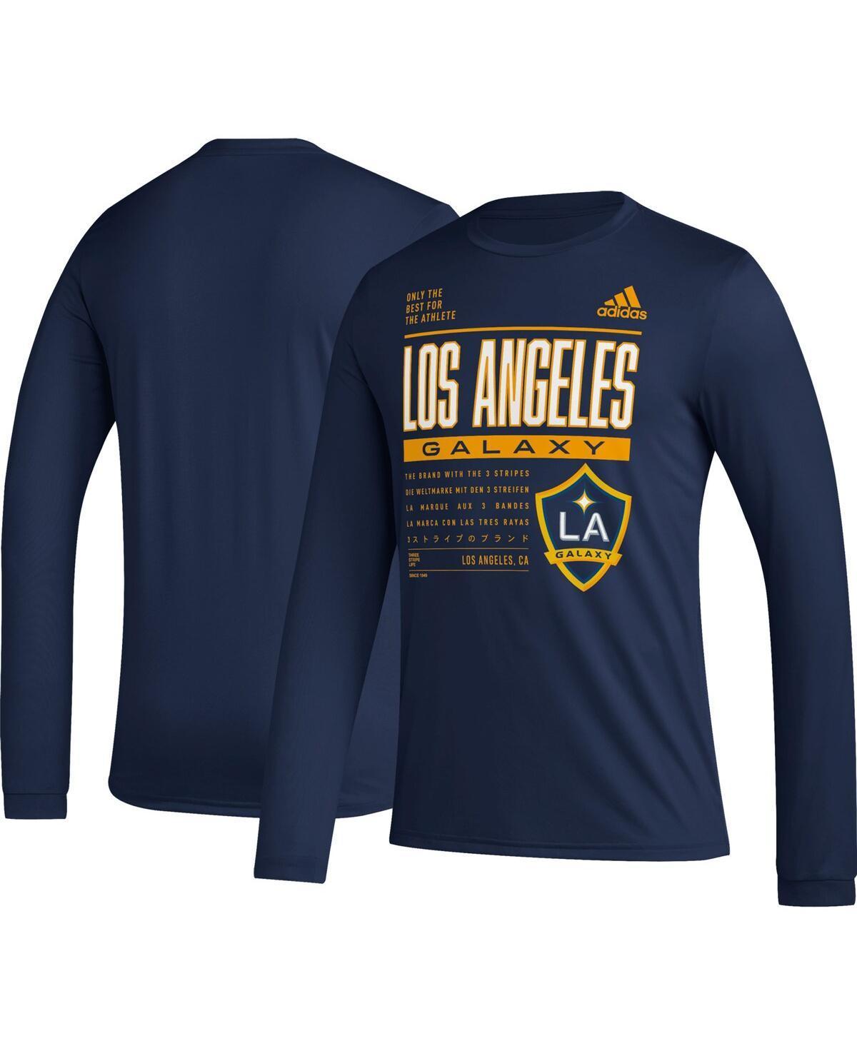 Mens adidas LA Galaxy Club DNA Long Sleeve T-Shirt Blue Product Image