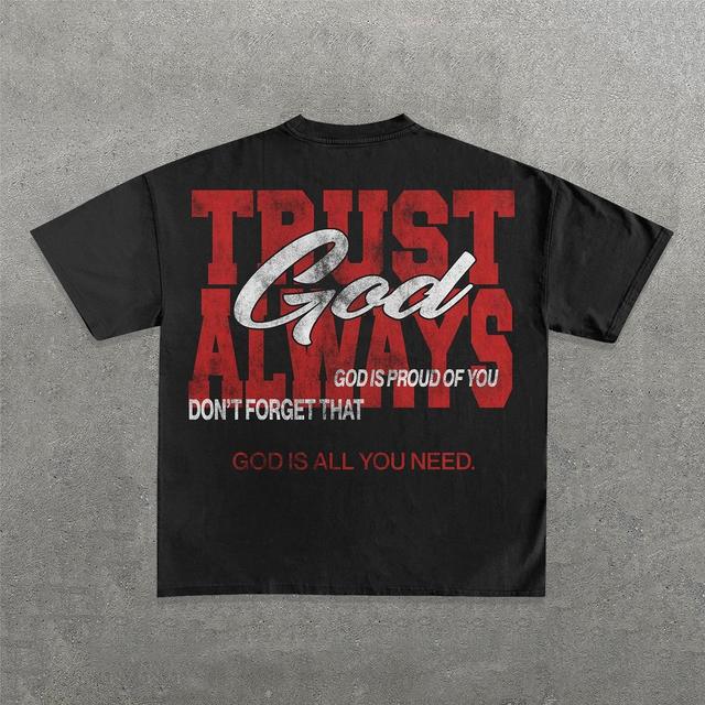 Trust God Always Print Graphic 100% Cotton Short Sleeve T-Shirt Product Image