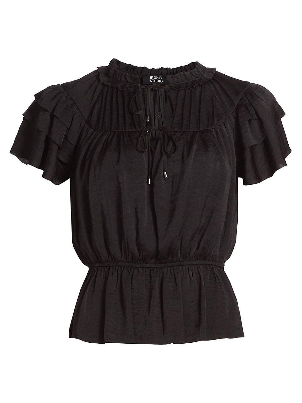 Womens Parachute Ruffled Peplum Top product image