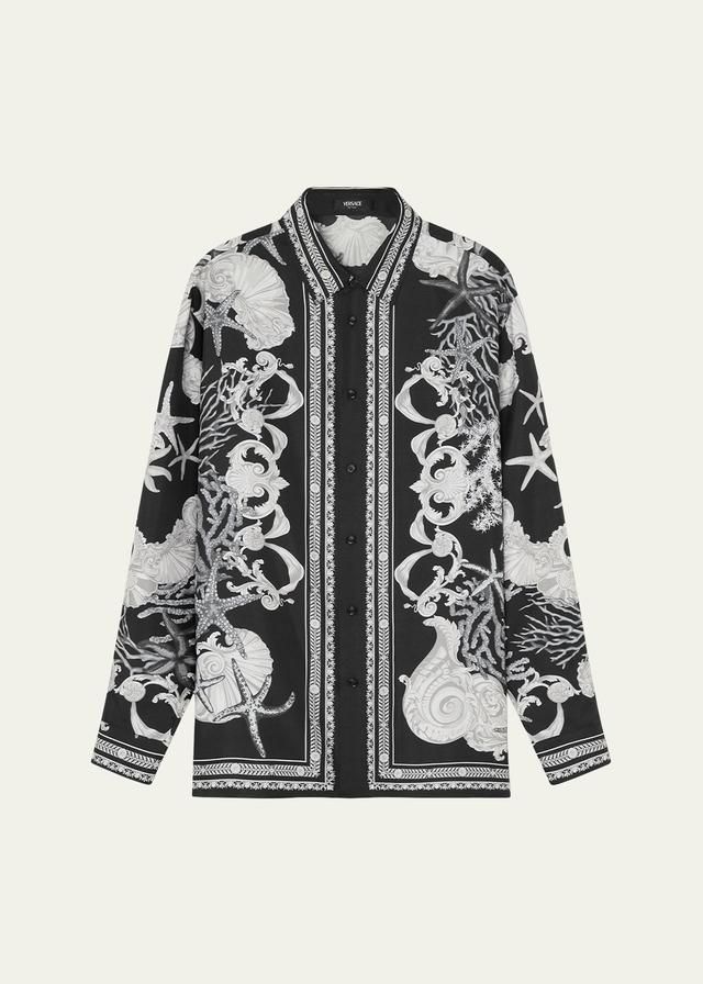 Mens Printed Silk Button-Down Shirt Product Image