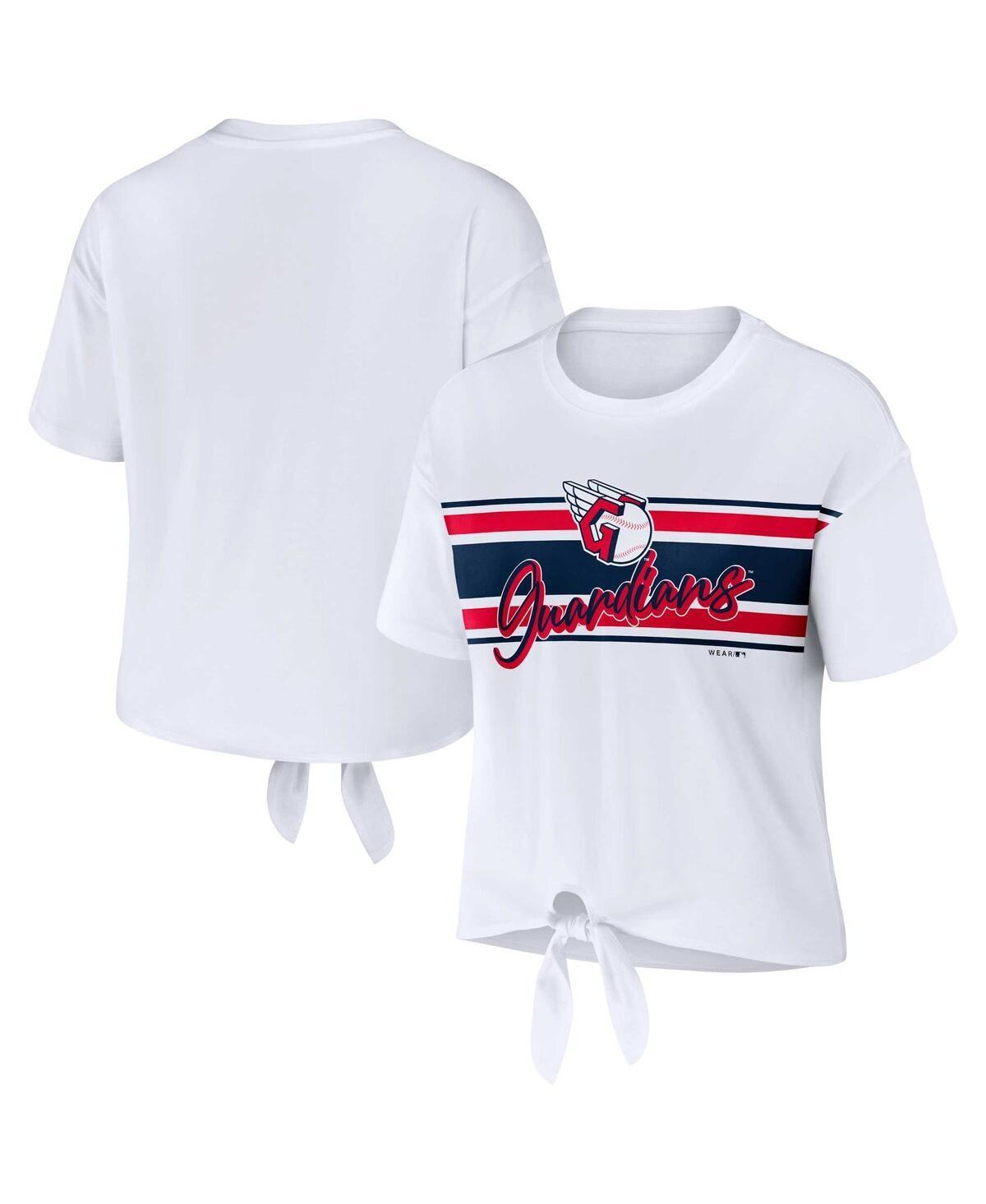 Womens Wear by Erin Andrews White Cleveland Guardians Front Tie T-shirt Product Image