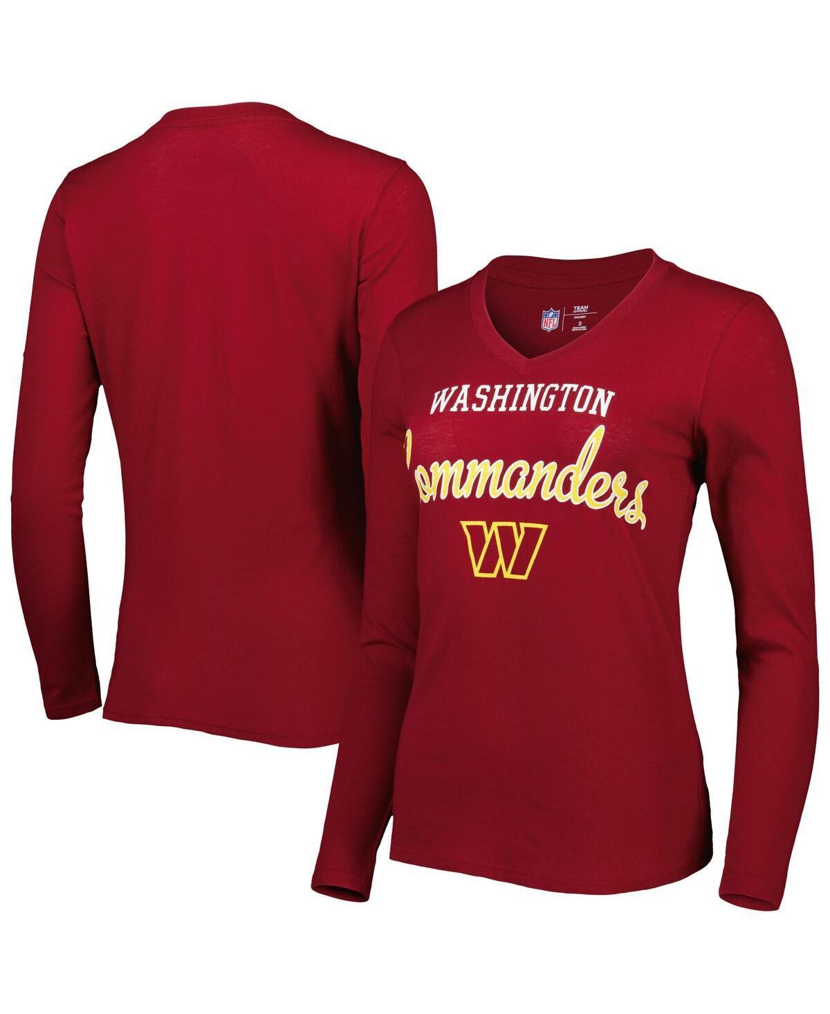 Women's G-III 4Her by Carl Banks Burgundy Washington Commanders Post Season Team - Long Sleeve V-Neck T-Shirt Product Image