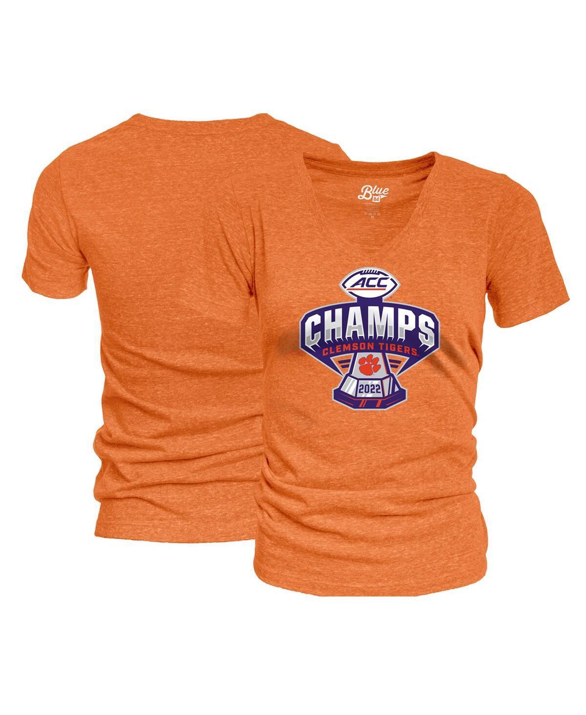 Womens Blue 84 Orange Clemson Tigers 2022 Acc Football Conference Champions Locker Room V-Neck T-shirt Product Image