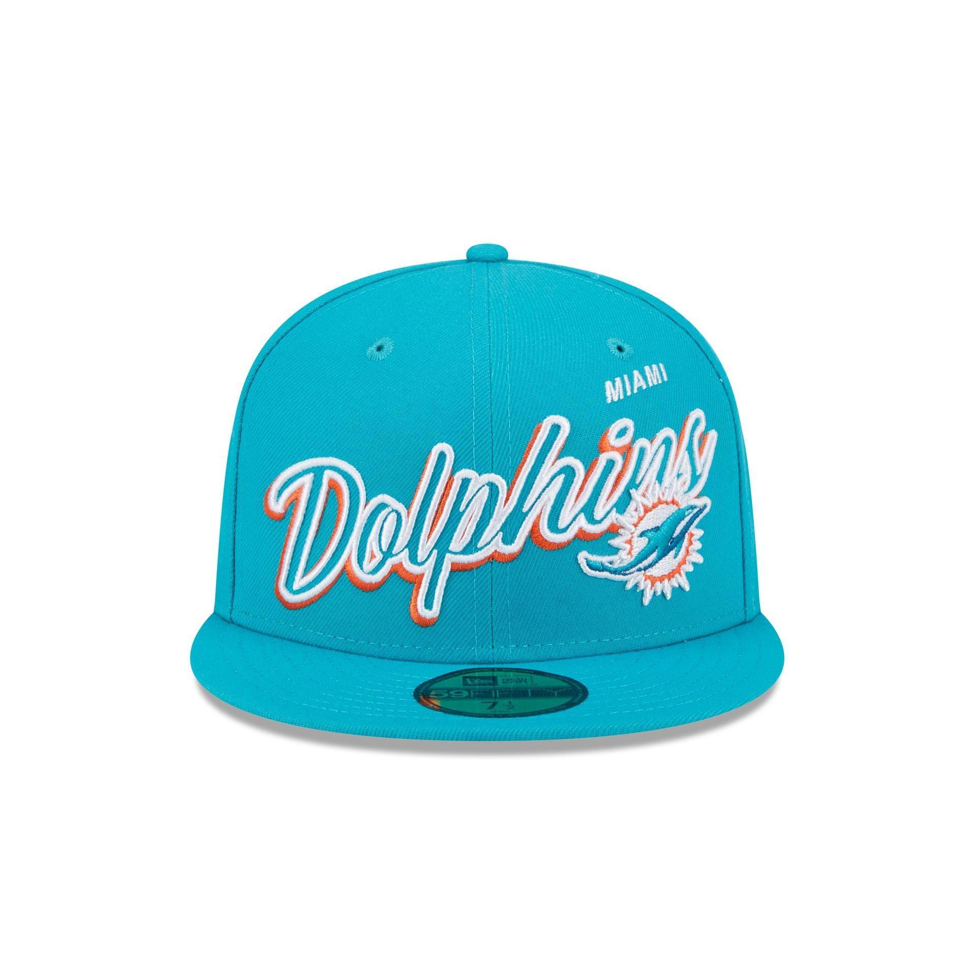 Miami Dolphins Script Sided 59FIFTY Fitted Hat Male Product Image