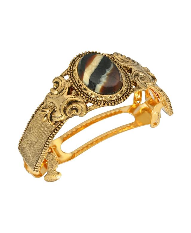 Womens Gold-Tone Oval Stone Ponytail Holder Product Image