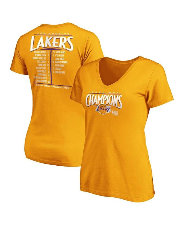 Womens Gold Los Angeles Lakers 2020 Nba Finals Champions Streaking Dunk V-Neck T-Shirt Product Image