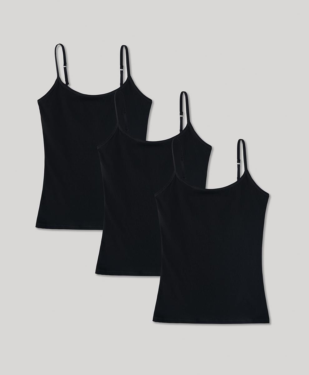 Womens Black Everyday Shelf Bra Camisole 3-Pack 2X Product Image