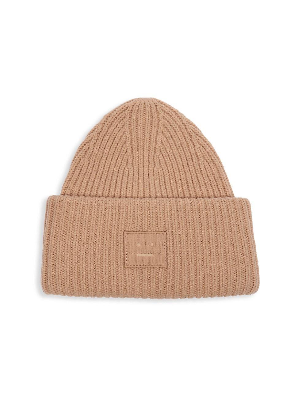 Acne Studios Pansy Face Patch Rib Wool Beanie Product Image